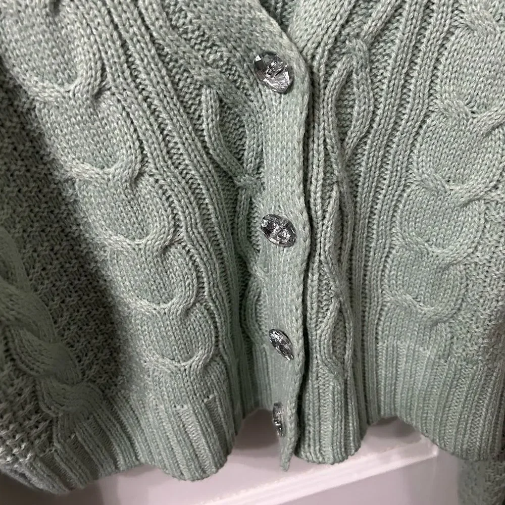 Cable mint Green Sweater - Picture 4 of 5